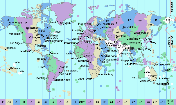 time zones of the world map. Time zones of the World
