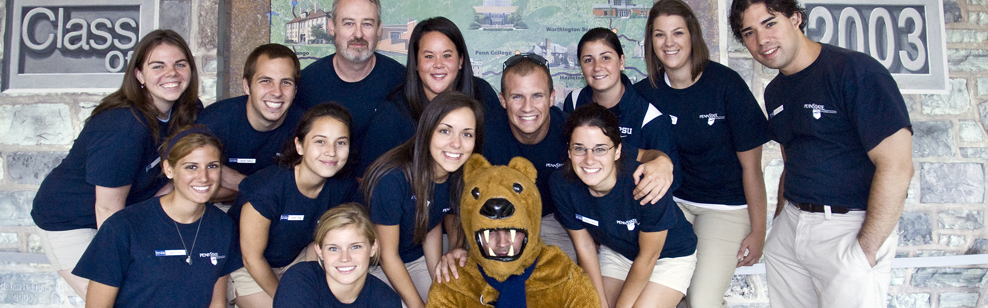 Students with Nittany Lion