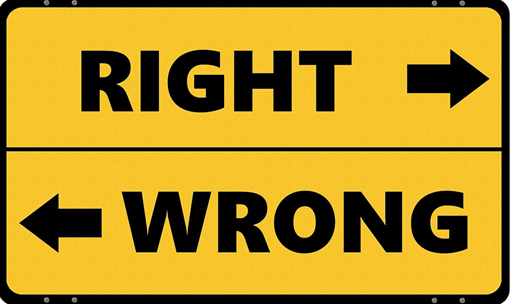 Right and wrong sign