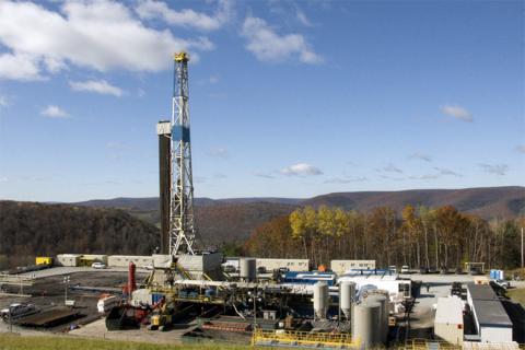 A Marcellus Shale gas drilling well site near Wellsboro, Pa.