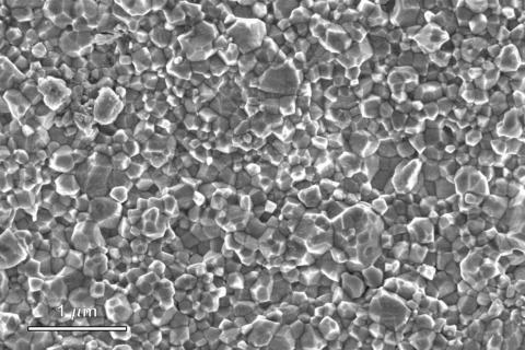 The dense microstructure of barium titanate as seen under a microscope