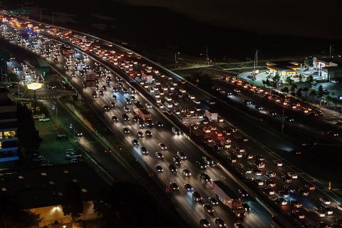 An aerial photo of traffic