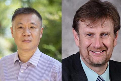 Qing Wang, left, and Clive Randall, professors in the Department of Materials Science and Engineering at Penn State