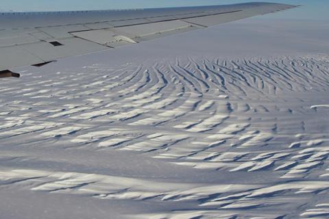 Heavy ice crevassing near the eastern shear margin of the Foundation Ice Stream in West Antarctica