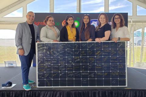 Penn State student Zoë Rauscher, second from right, attended the groundbreaking of a 70 megawatt solar array in Franklin County