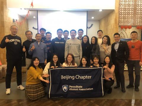 The Beijing Alumni Chapter hosts a reunion. Ms. Cui is pictured in the front row, third from the left, in the center