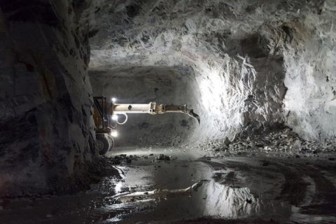 Inside a large-opening mine