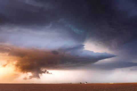 A mature supercell thunderstorm over Needmore, Texas
