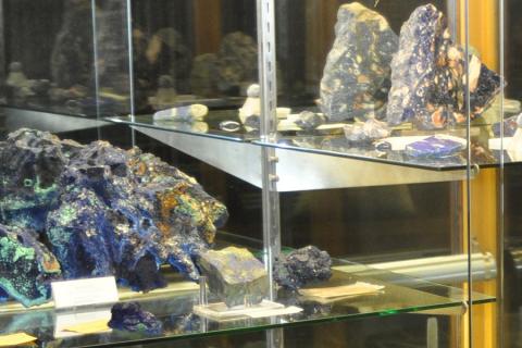 Exhibit case in the Earth and Mineral Sciences Museum & Art Gallery