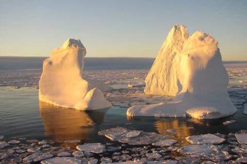 Floating iceberg in Labrador Sea south of Greenland