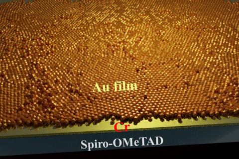 A chromium seed layer allows for growth of ultrathin gold film that serves as a transparent electrode