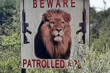 A sign warns poachers in a wildlife-protected area in Africa
