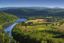 The Susquehanna River, seen here in Bradford County, runs past thousands of Pennsylvania farms on its way to the Chesapeake Bay.