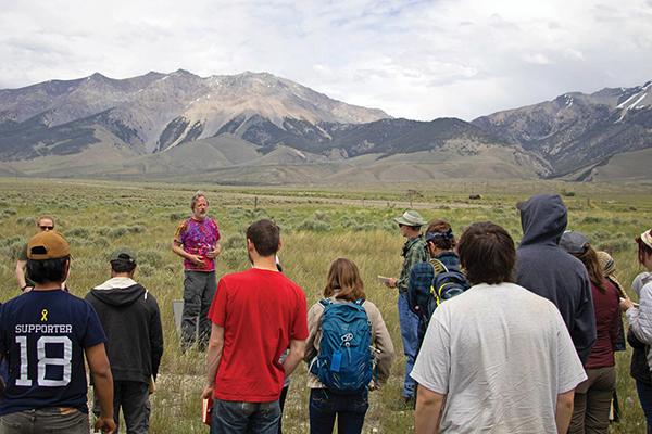 Don Fisher leads an exercise during a recent geosciences field camp.