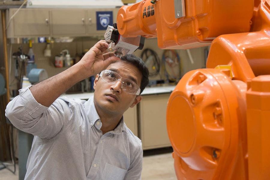 Rakshith Badarinath works in the Factory for Advanced Manufacturing Education (FAME) Lab, at Penn State.
