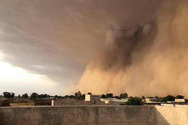 A squall line of dust near Kaolak, Senegal on June 27, 2021.