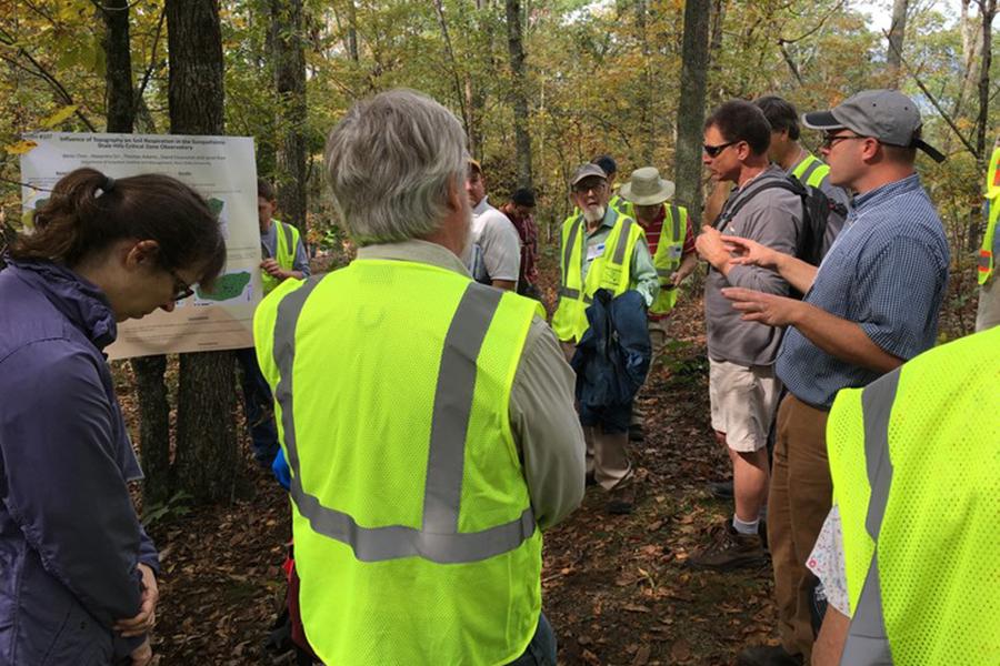 Geologists tour the Susquehanna Shale Hills Critical Zone Observatory near Shaver's Creek Environmental Center