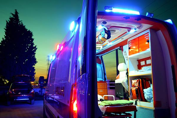 An ambulance waits to treat a patient 