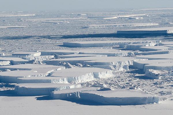Large tabular icebergs located between Antarctica's Larsen C ice shelf