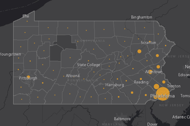 Researchers at Penn State have created an online dashboard showing the number of confirmed COVID-19 cases by Pa. county