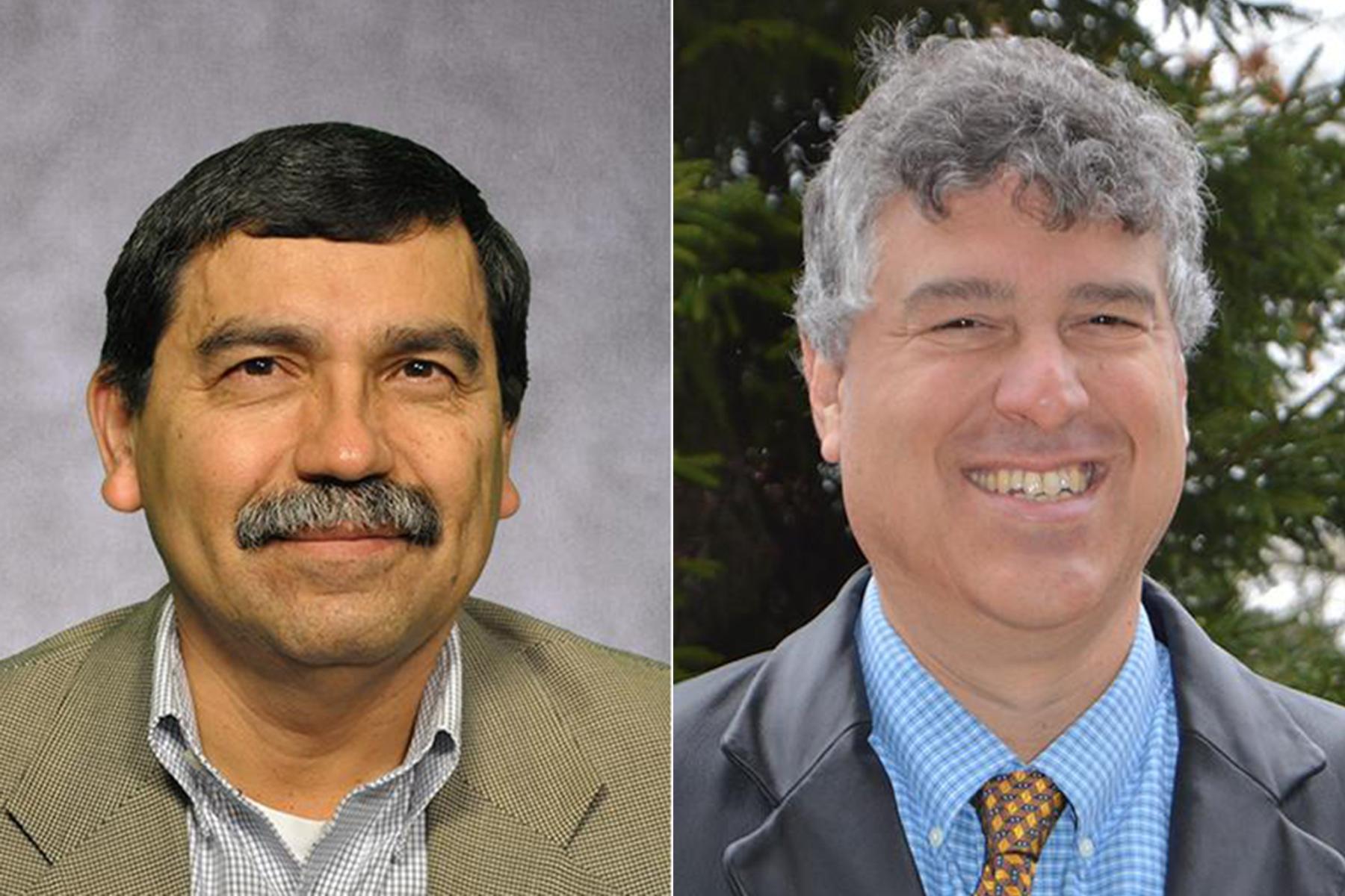 Jose Fuentes, professor of meteorology (left) and Peter Wilf, professor of geosciences 