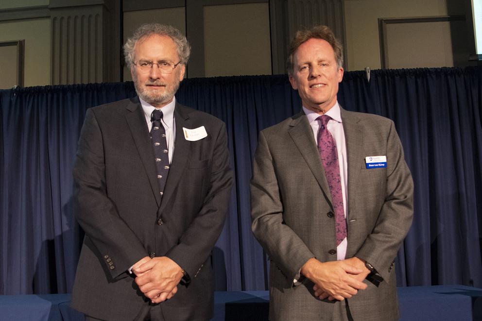 Joe Gofus, left, retired after a 36-year career in meteorology and atmospheric science