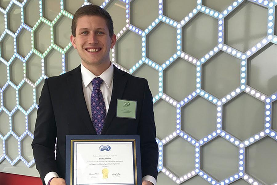 Evan Galimberti won first place in the Eastern North America regional Society of Petroleum Engineers (SPE) student paper contest