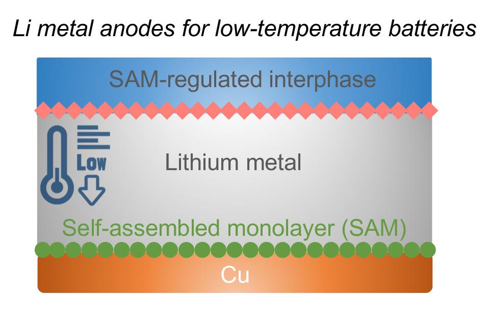 Image of the layers in a lithium metal anode for low temperature batteries 