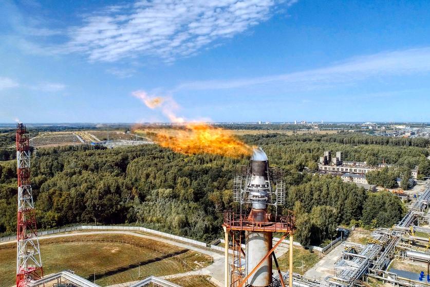 Methane flare from petrochemical plant