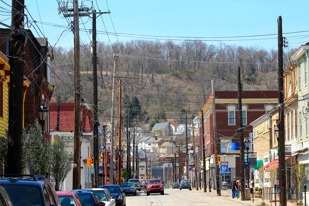 A street view of Millvale, Pennsylvania in 2014