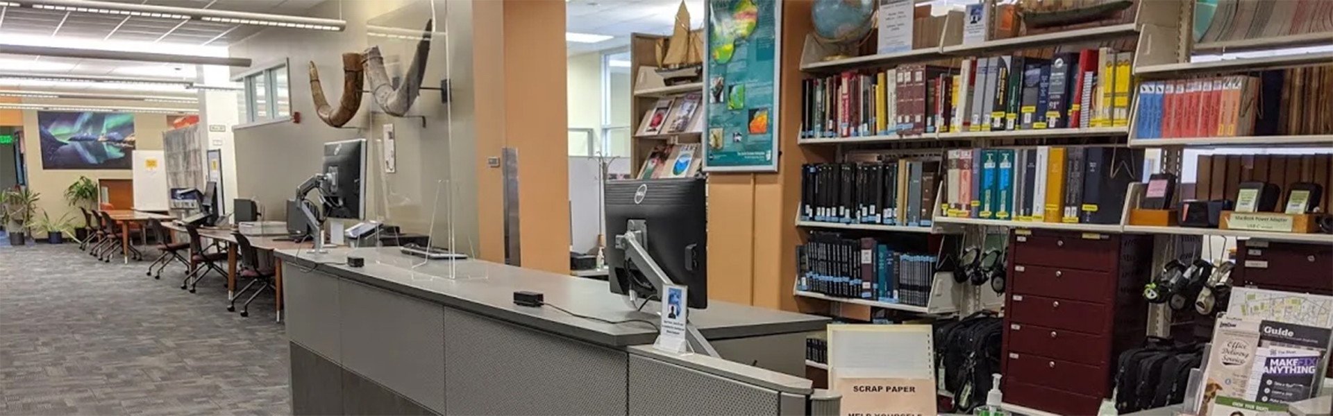Check out desk in EMS Library