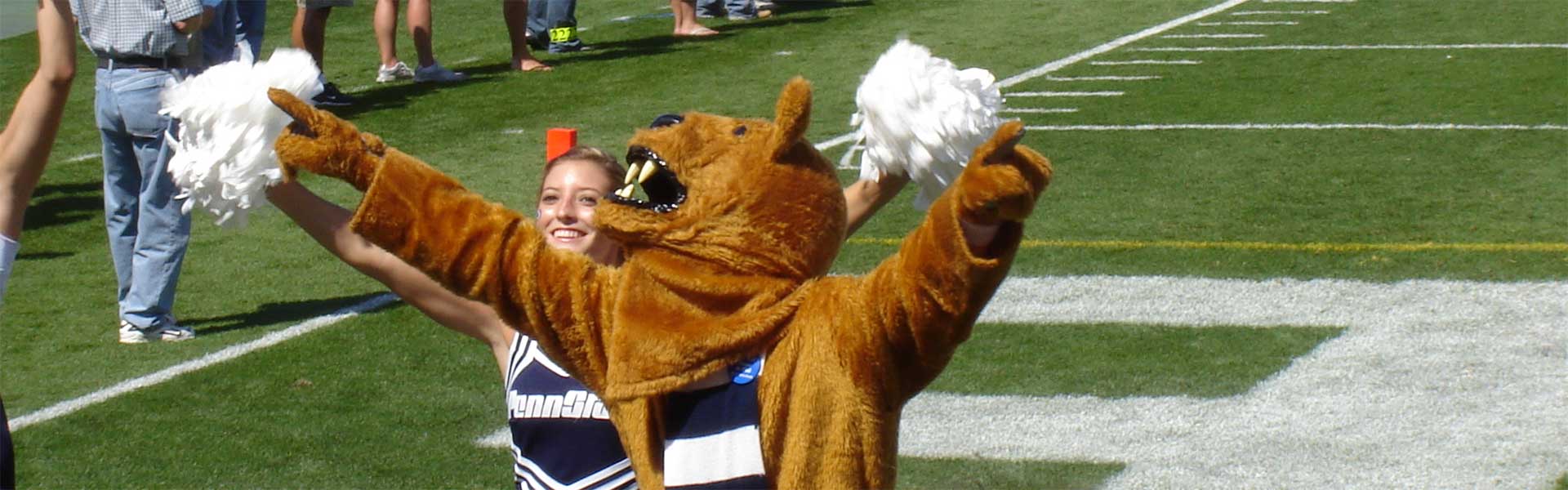 Nittany Lion and cheerleader