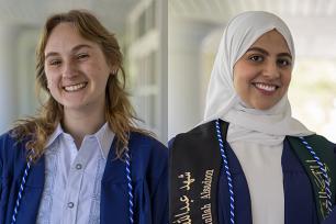 Parker Przybylski, left, has been named Penn State's College of Earth and Mineral Sciences’ student marshal, the top graduate overall; and Shahad Alsadoon has been named the college’s engineering honor marshal, the top graduate in an engineering discipline
