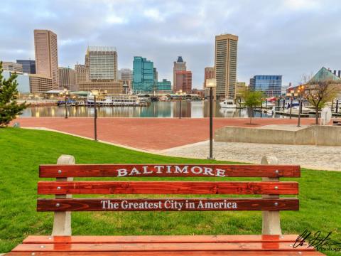 The Baltimore city skyline