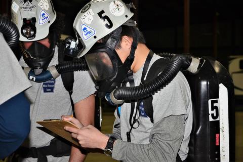 Students develop skills necessary to respond to a mine rescue emergency through contest