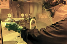 A researcher works in their lab 