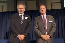 Joe Gofus, left, retired after a 36-year career in meteorology and atmospheric science