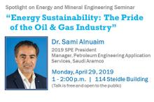 President of Society of Petroleum Engineers to discuss energy sustainability