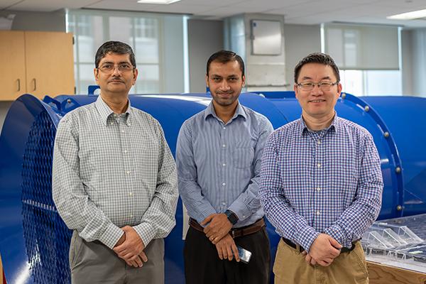 Sekhar Bhattacharyya, associate teaching professor of mining engineering; Ashish Kumar, assistant professor of mining engineering; and Shimin Liu, Deike Chair Professor in Mining Engineering
