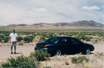 Grad student Harlan Shannon in Nevada desert